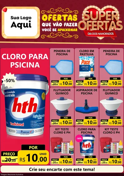 Modelo de Encarte para Encarte A4 Vertical com o tema Dia dos Namorados para Produtos para Piscina