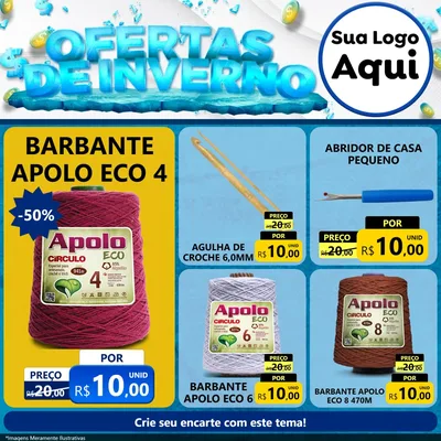 Modelo de Rede Social para Feed Facebook com o tema Ofertas de Inverno para Armarinho e Aviamentos