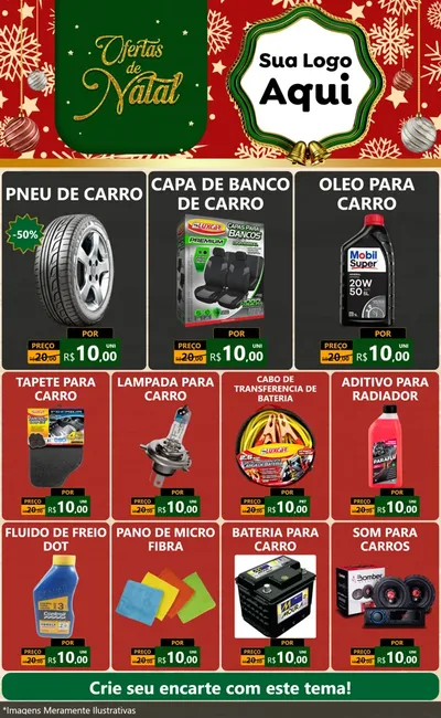 Modelo de Encarte para Encarte Grande com o tema Natal de Ofertas para Auto peças