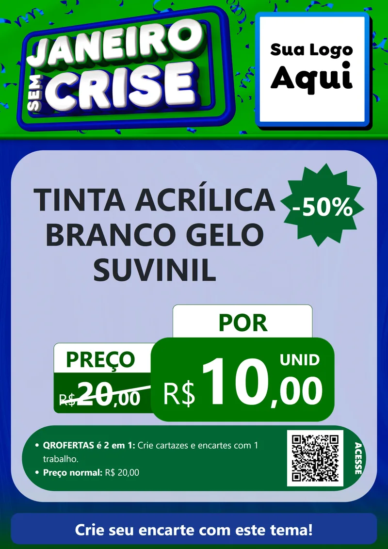 Modelo de Cartaz para Cartaz A4 Vertical com o tema Janeiro Sem Crise para Tintas e Ferramentas