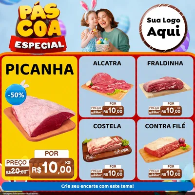 Modelo de Rede Social para Feed Facebook com o tema Páscoa Especial para Açougue
