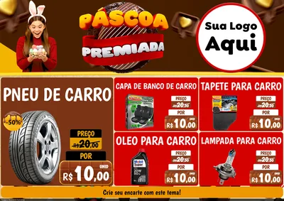 Modelo de Encarte para Encarte A4 Horizontal com o tema Páscoa Premiada para Auto peças
