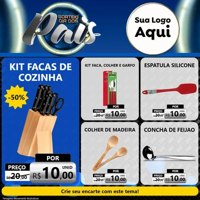 Modelo de Rede Social para Feed Facebook com o tema Sorteio Dia Dos Pais para Utilidades Domésticas