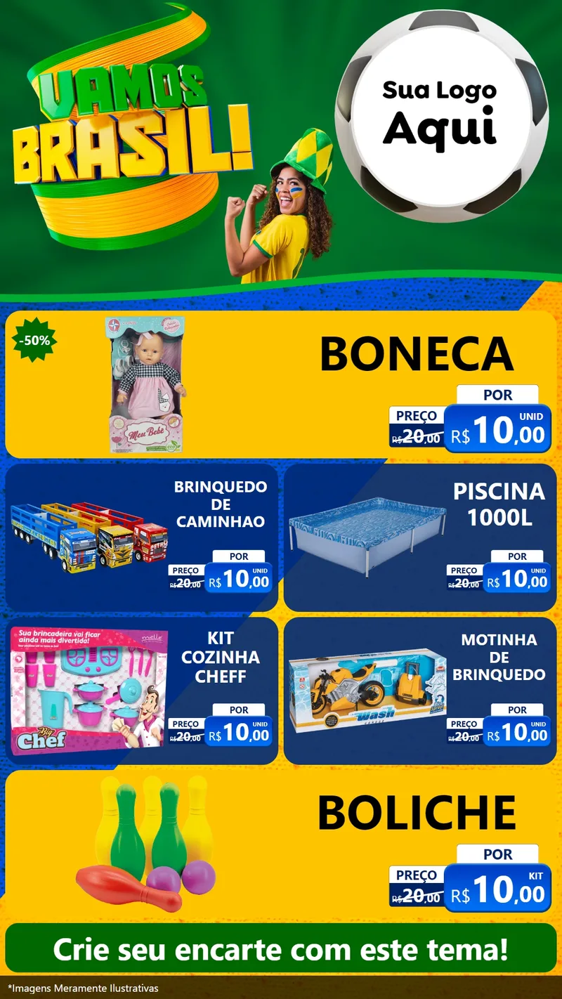 Modelo de TV para TV Vertical com o tema Vamos Brasil - Copa para Brinquedos