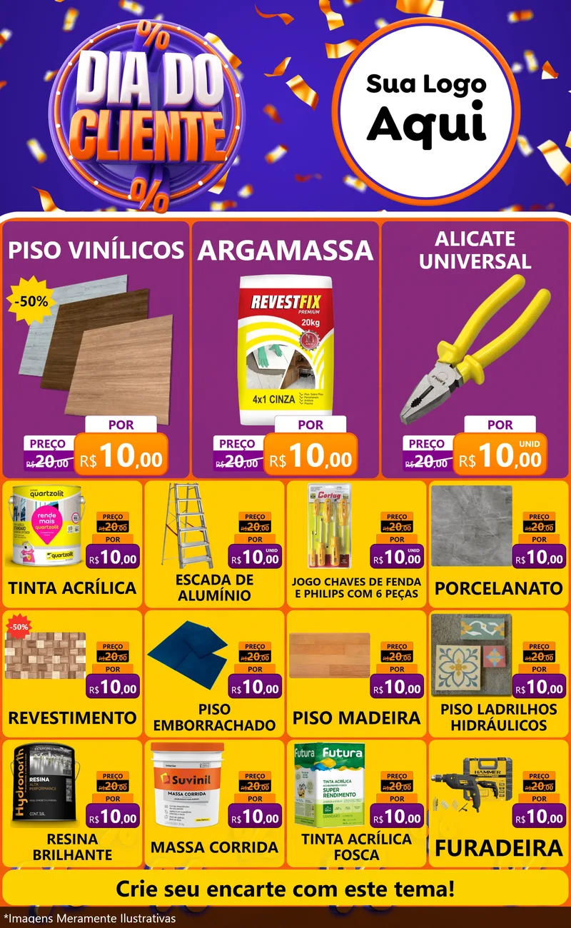 Modelo de Encarte para Encarte Grande com o tema Dia do Cliente para Material para Construção