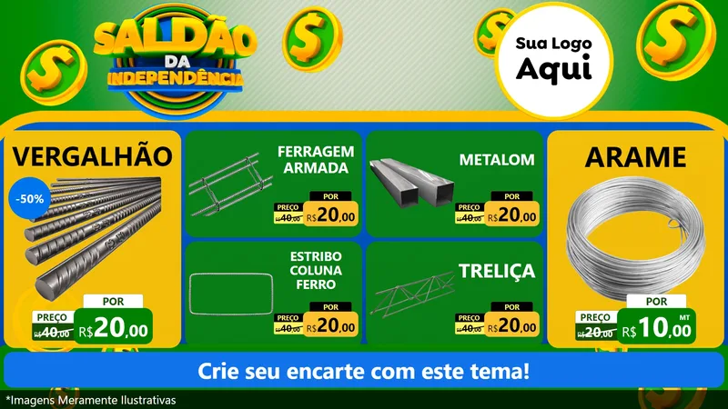 Modelo de TV para TV Horizontal com o tema Saldão da Indepêndencia para Ferragens