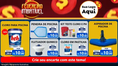 Modelo de TV para TV Horizontal com o tema Fevereiro Imbatível para Produtos para Piscina