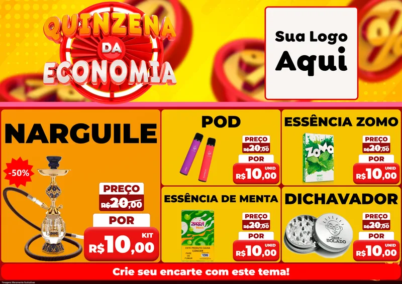 Modelo de Encarte para Encarte A4 Horizontal com o tema Quinzena Da Economia para Tabacaria