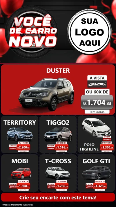 Modelo de Rede Social para Stories com o tema Você de Carro Novo para Concessionaria de Carros