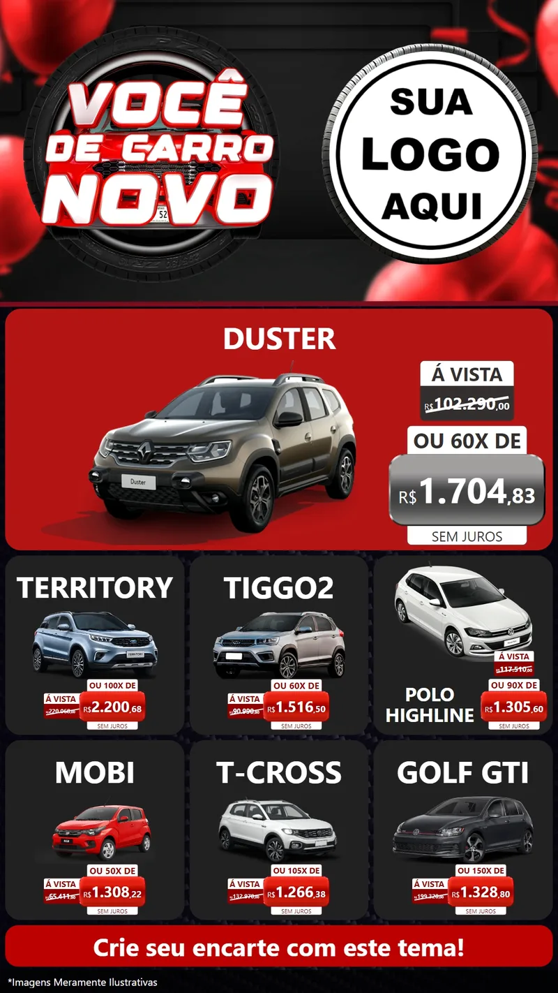 Modelo de Rede Social para Stories com o tema Você de Carro Novo para Concessionaria de Carros