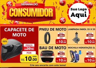 Modelo de Encarte para Encarte A4 Horizontal com o tema Semana do Consumidor para Moto peças