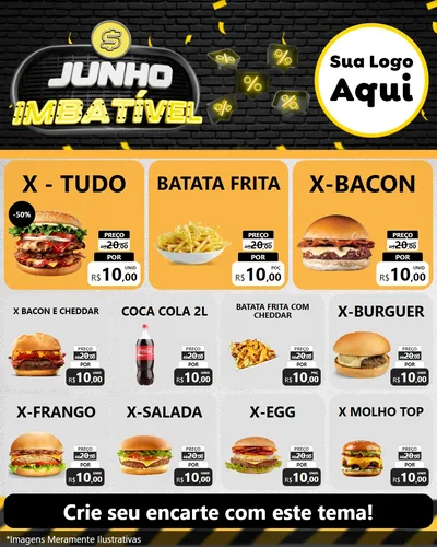 Modelo de Rede Social para Feed Instagram com o tema Junho Imbatível para Hamburgueria