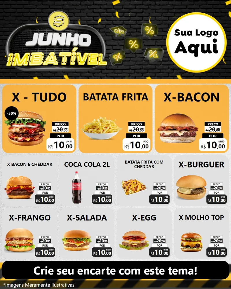 Modelo de Rede Social para Feed Instagram com o tema Junho Imbatível para Hamburgueria