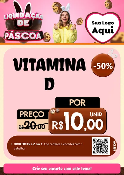 Modelo de Cartaz para Cartaz A4 Vertical com o tema Liquidação de Páscoa para Farmácia