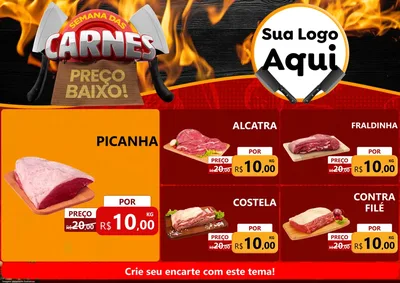 Modelo de Encarte para Encarte A4 Horizontal com o tema Semana das Carnes para Açougue