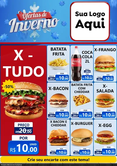 Modelo de Encarte para Encarte A4 Vertical com o tema Ofertas de Inverno para Hamburgueria
