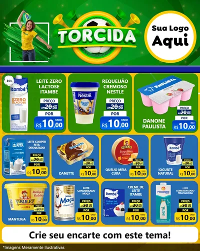 Modelo de Rede Social para Feed Instagram com o tema Torcida para Frios e Laticínios
