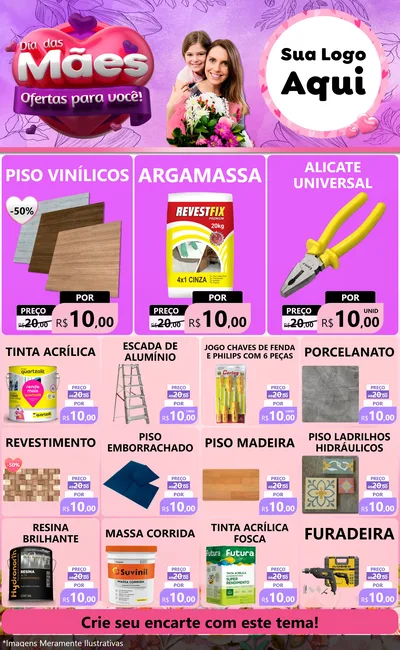 Modelo de Encarte para Encarte Grande com o tema Dia das Mães Ofertas para Você! para Material para Construção