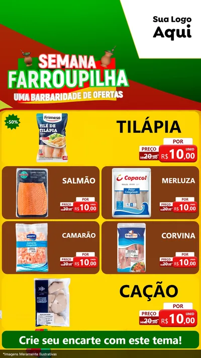 Modelo de TV para TV Vertical com o tema Semana Farroupilha - Uma Barbaridade de Ofertas para Peixaria