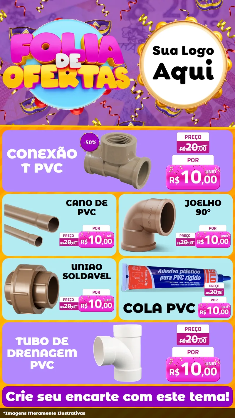 Modelo de TV para TV Vertical com o tema Folia de Ofertas para Tubos e conexões