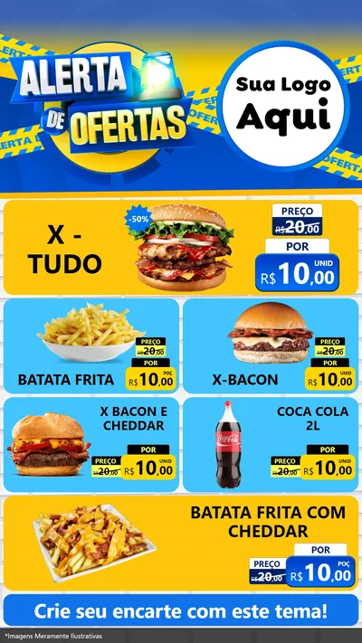 Modelo de TV para TV Vertical com o tema Alerta de Ofertas para Hamburgueria