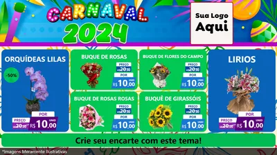 Modelo de TV para TV Horizontal com o tema Carnaval 2027 para Floricultura e jardim