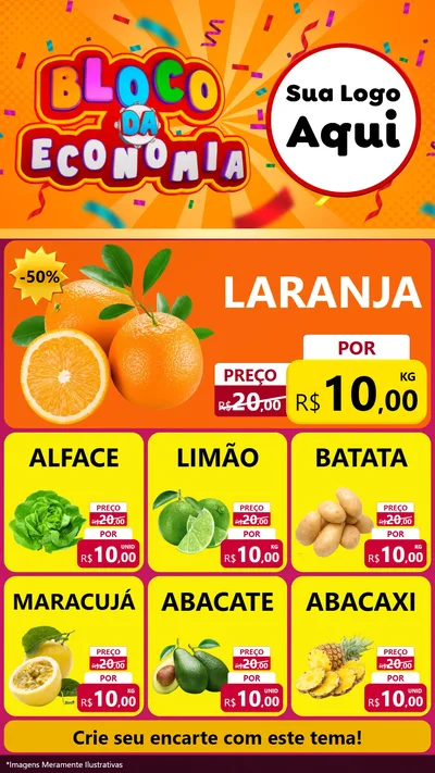 Modelo de Rede Social para Stories com o tema Bloco da Economia para Hortifrúti