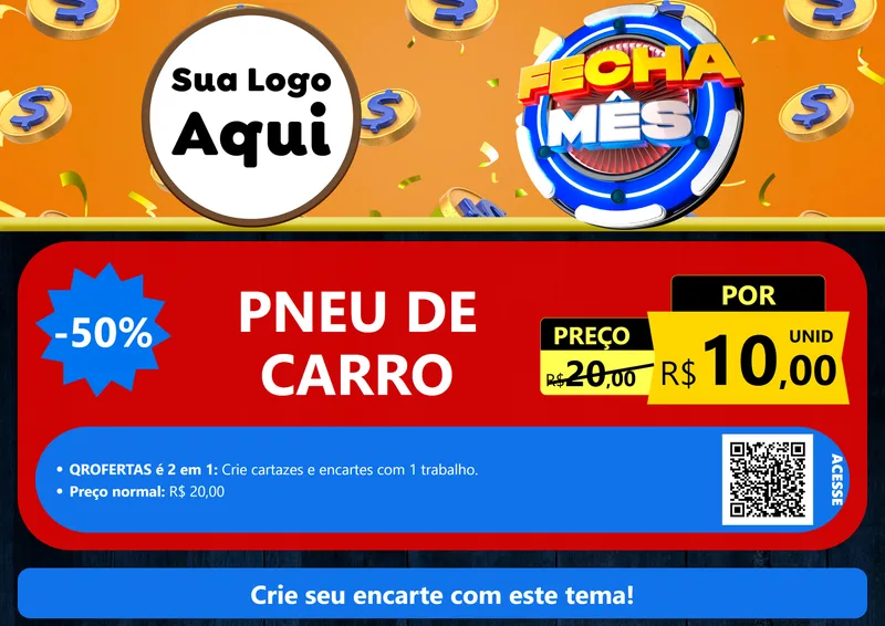 Modelo de Cartaz para Cartaz A4 Horizontal com o tema Fecha Mês para Auto peças