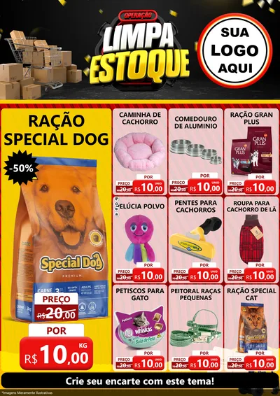 Modelo de Encarte para Encarte A4 Vertical com o tema Operação Limpa Estoque para Pet Shop