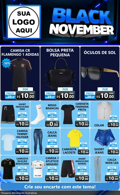 Modelo de Encarte para Encarte Grande com o tema Black November para Roupas e acessórios