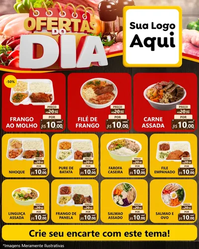 Modelo de Rede Social para Feed Instagram com o tema Ofertas do Dia para Restaurante