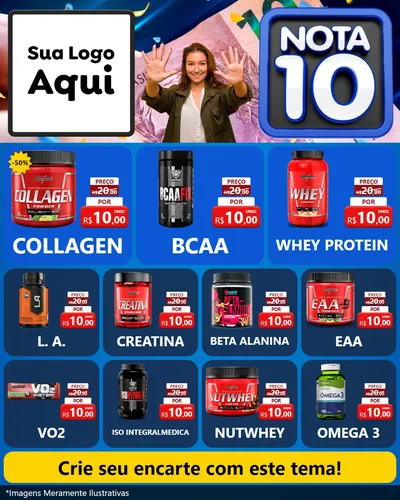 Modelo de Rede Social para Feed Instagram com o tema Nota 10 para Suplementos alimentares