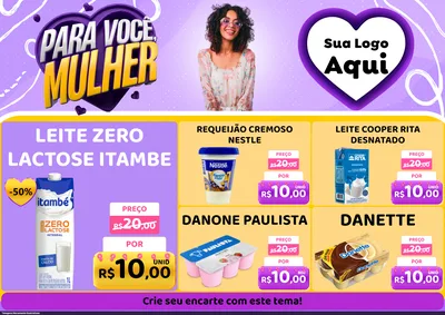 Modelo de Encarte para Encarte A4 Horizontal com o tema Para Você, Mulher para Frios e Laticínios