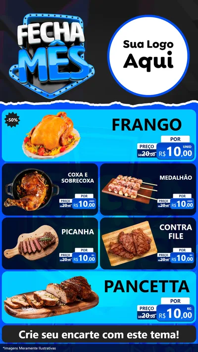 Modelo de TV para TV Vertical com o tema Fecha Mês para Assados