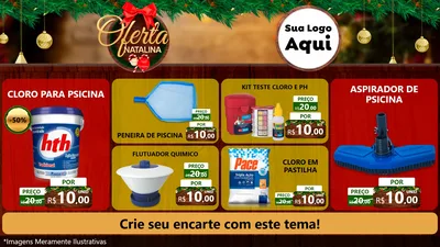 Modelo de TV para TV Horizontal com o tema Ofertas Natalina para Produtos para Piscina