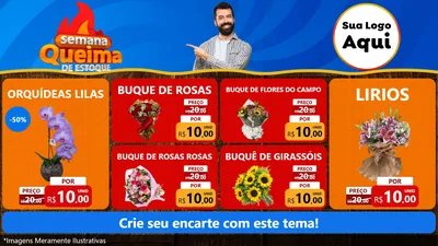 Modelo de TV para TV Horizontal com o tema Semana Queima de Estoque para Floricultura e jardim
