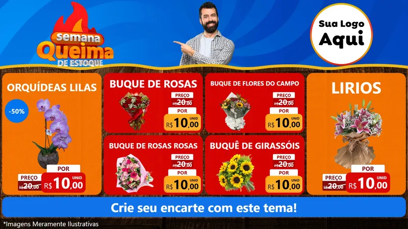 Modelo de TV para TV Horizontal com o tema Semana Queima de Estoque para Floricultura e jardim