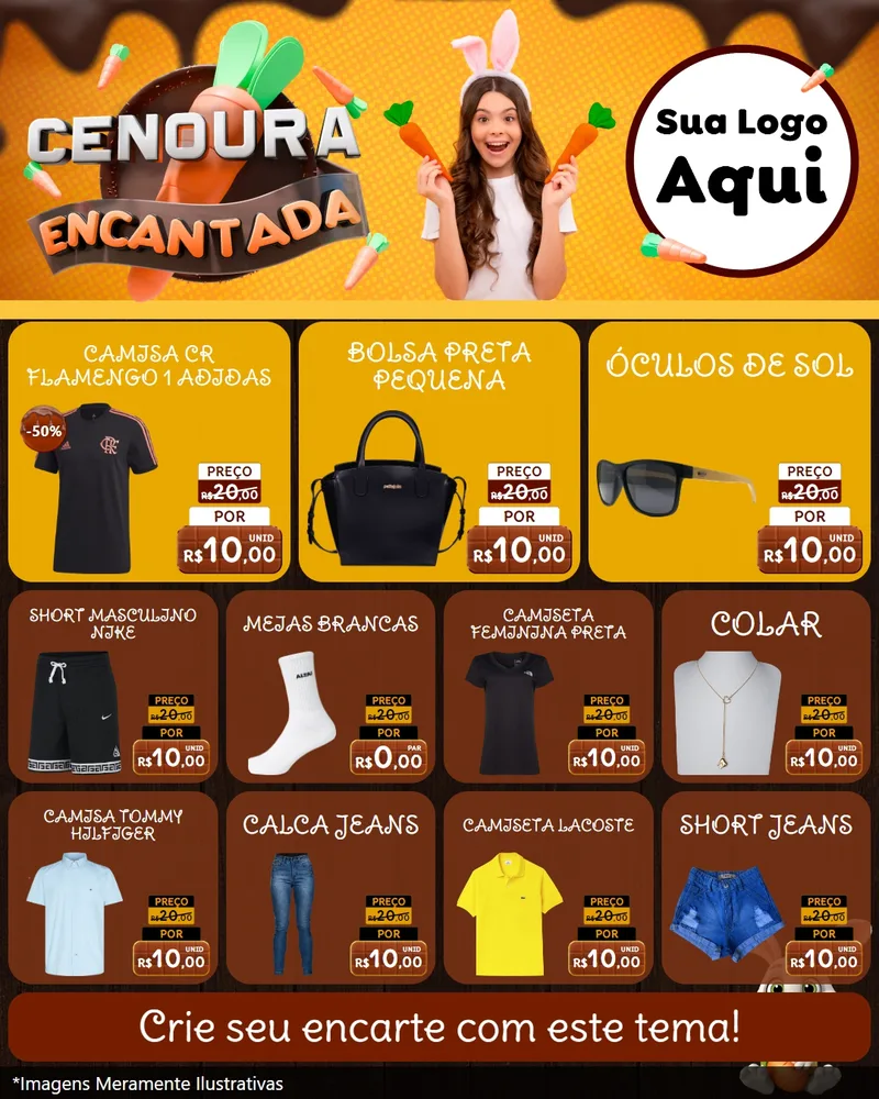 Modelo de Rede Social para Feed Instagram com o tema Cenoura Encantada - Páscoa para Roupas e acessórios