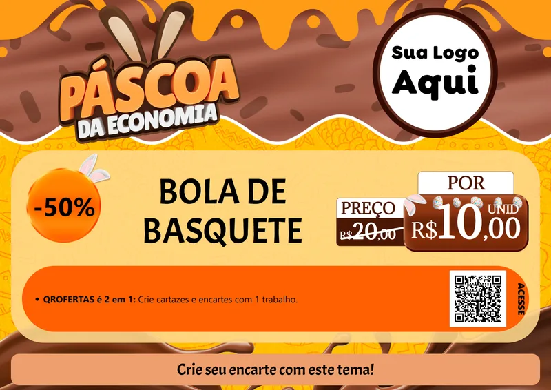 Modelo de Cartaz para Cartaz A4 Horizontal com o tema Páscoa da Economia para Artigos Esportivos