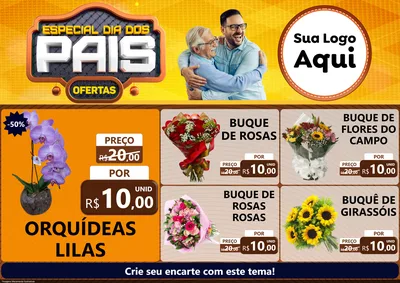 Modelo de Encarte para Encarte A4 Horizontal com o tema Especial Dia dos Pais para Floricultura e jardim