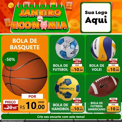 Modelo de Rede Social para Feed Facebook com o tema Janeiro da Economia para Artigos Esportivos