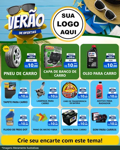 Modelo de Rede Social para Feed Instagram com o tema Verão de Ofertas para Auto peças