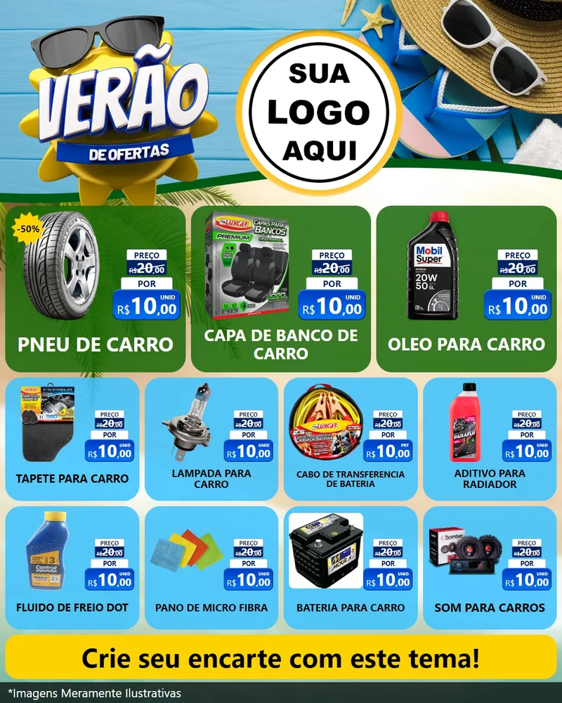 Modelo de Rede Social para Feed Instagram com o tema Verão de Ofertas para Auto peças