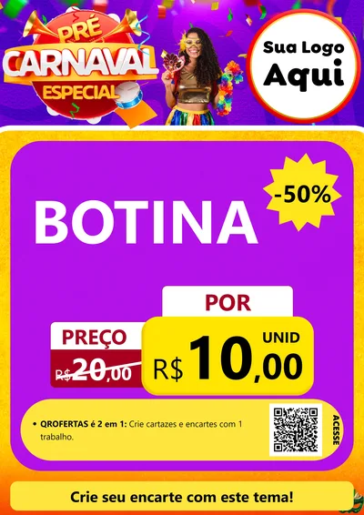 Modelo de Cartaz para Cartaz A4 Vertical com o tema Pré-Carnaval Especial para Agropecuária