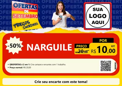 Modelo de Cartaz para Cartaz A4 Horizontal com o tema Ofertas de Setembro - Preços Incríveis para Tabacaria