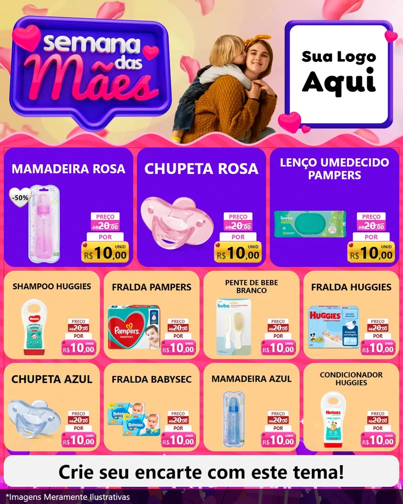Modelo de Rede Social para Feed Instagram com o tema Semana das Mães para Bebês