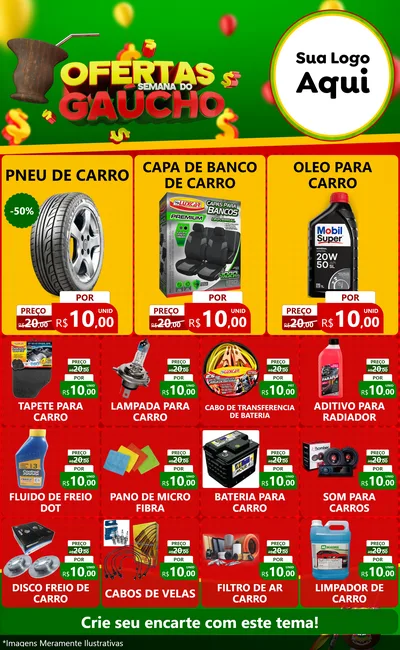 Modelo de Encarte para Encarte Grande com o tema Ofertas Semana Do Gaúcho para Auto peças