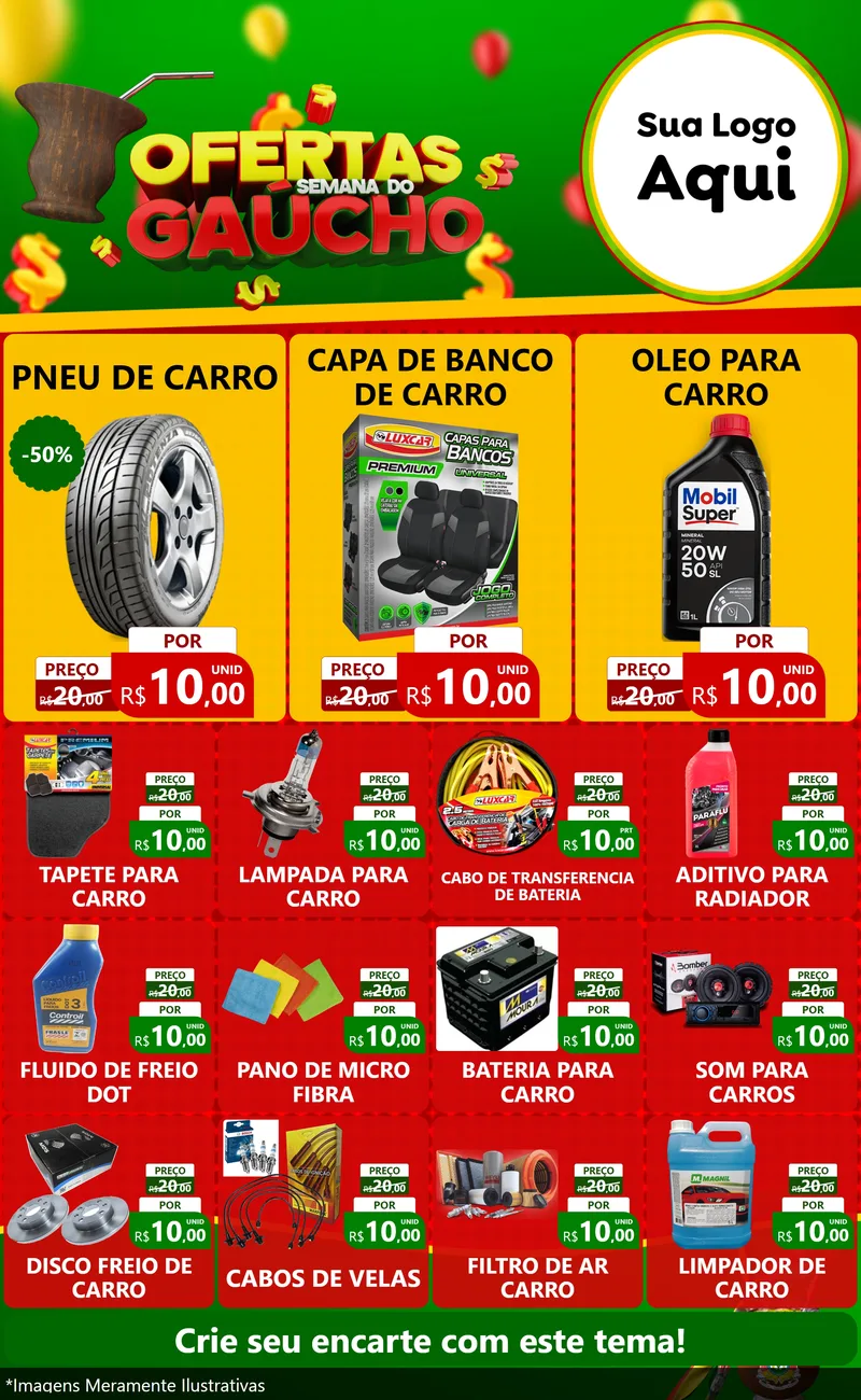 Modelo de Encarte para Encarte Grande com o tema Ofertas Semana Do Gaúcho para Auto peças