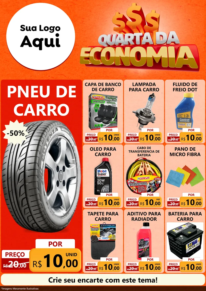 Modelo de Encarte para Encarte A4 Vertical com o tema Quarta da Economia para Auto peças