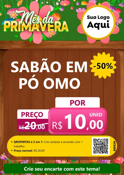 Modelo de Cartaz para Cartaz A4 Vertical com o tema Mês da Primavera para Produtos de Limpeza